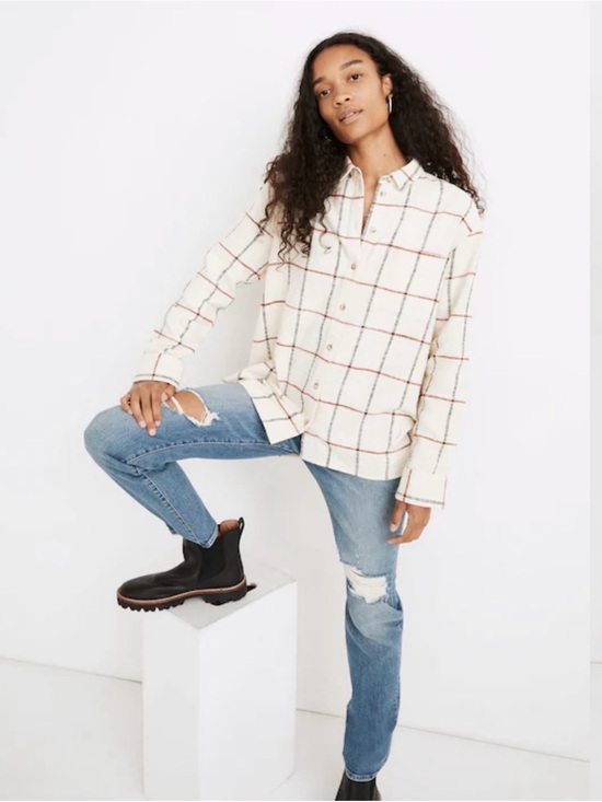 Madewell Tops - Madewell Oversized Ex-Boyfriend Shirt in Windowpane